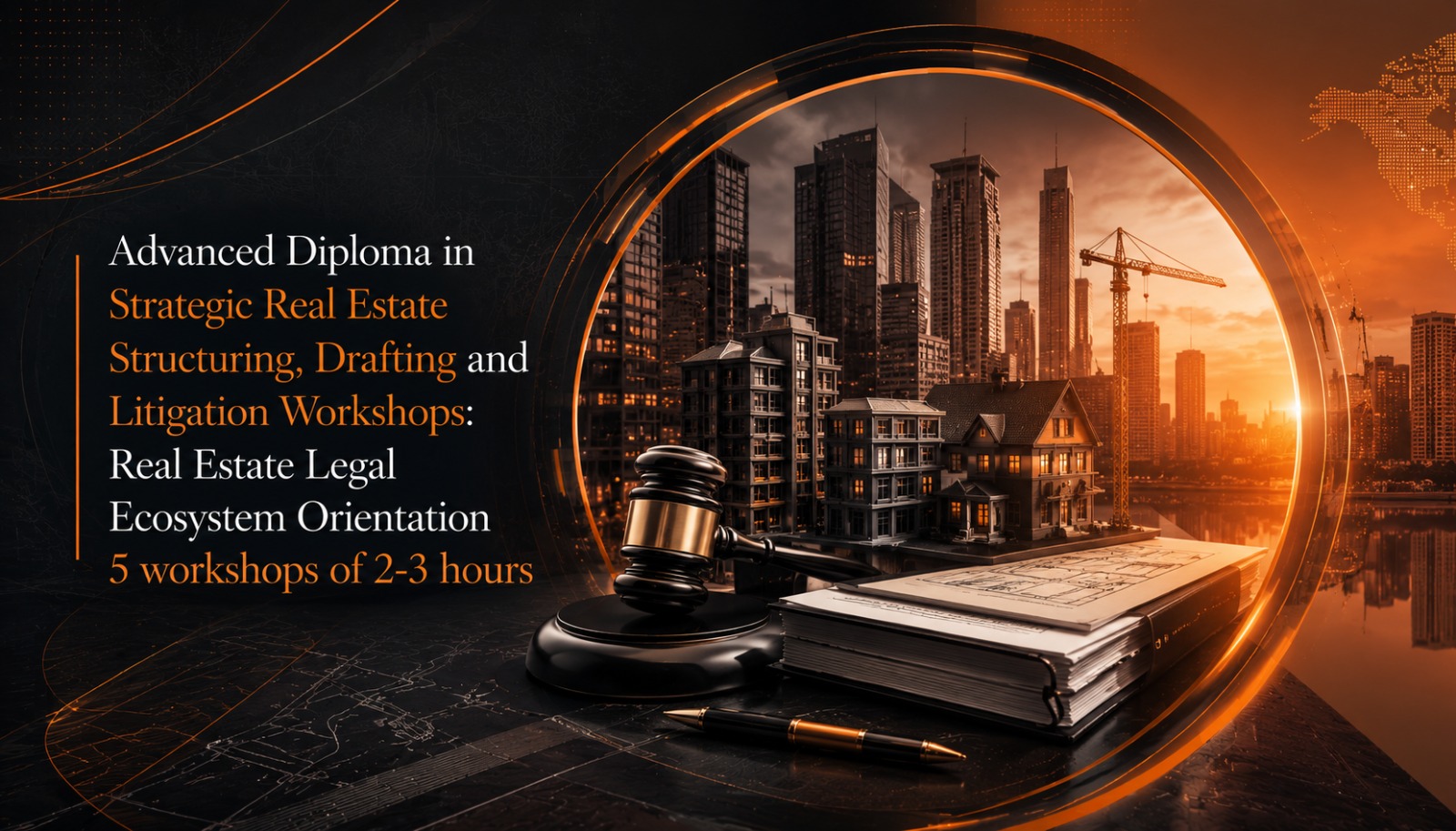 Advanced Diploma in Strategic Real Estate Structuring, Drafting and Litigation  Workshops:  Real Estate Legal Ecosystem Orientation 5 workshops of 2-3 hours
